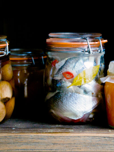 Jars of pickled food