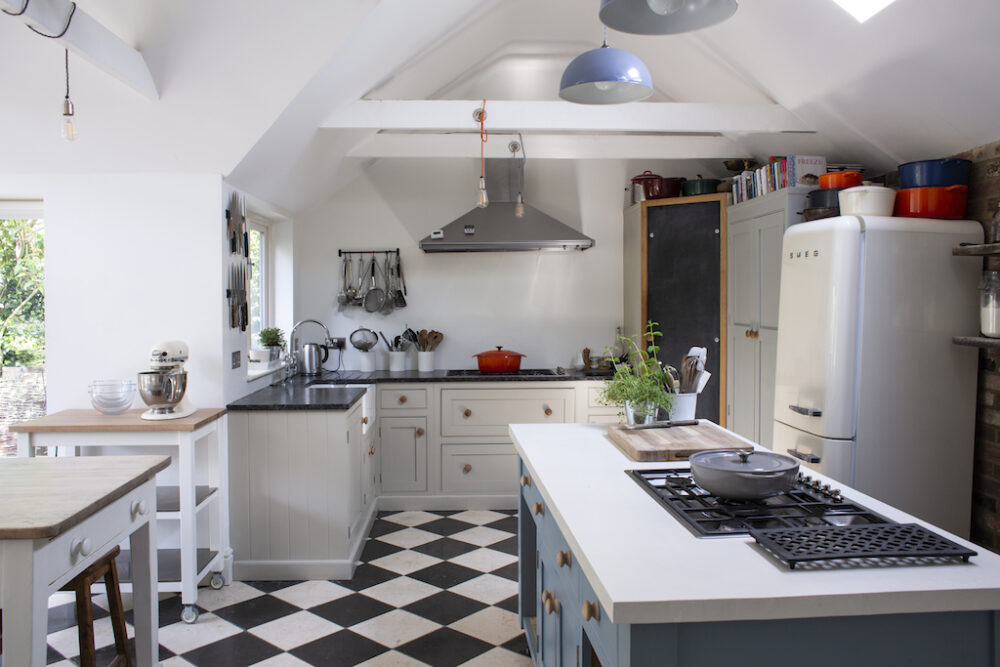 test kitchen showing the units and floor