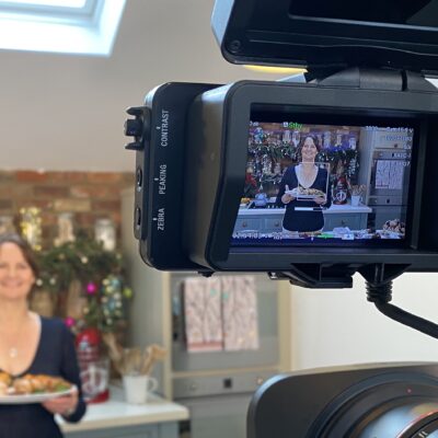Justine being filmed for TV