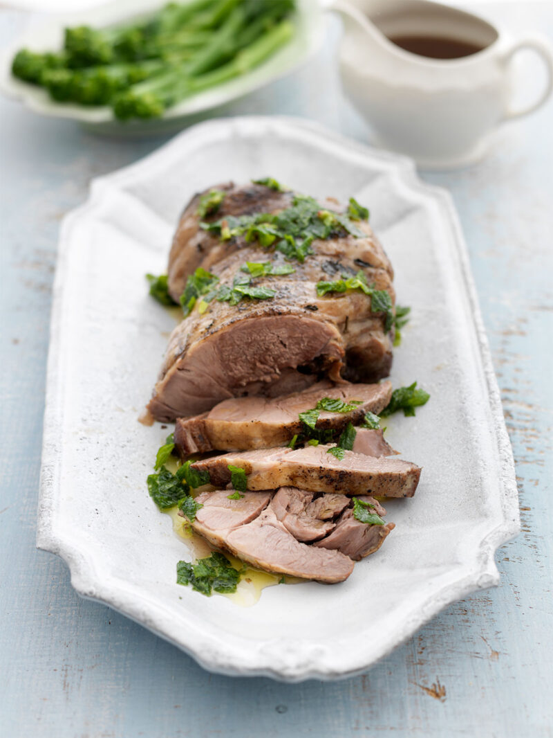 Minted slow roast lamb