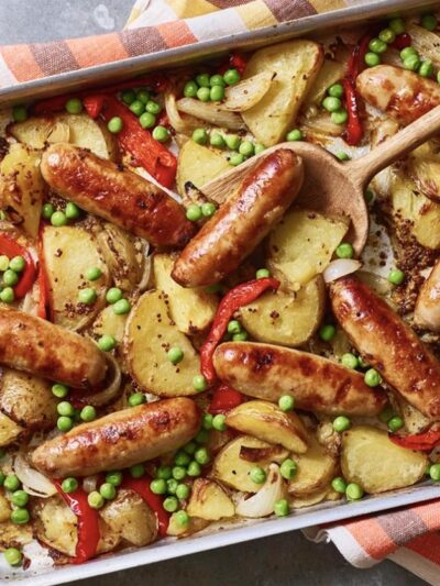 tray filled with sausages